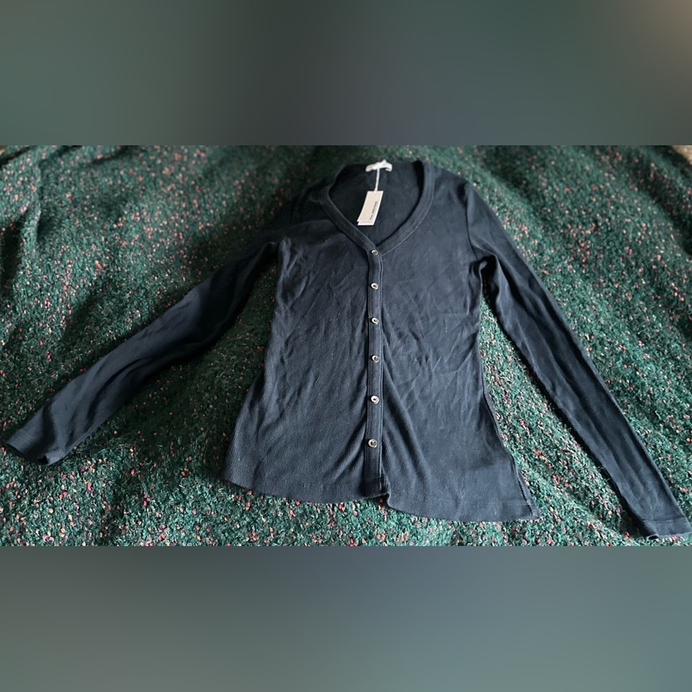 RARE JAMES PERSE NWT BUTTON FRONT V NECK CARDIGAN in Navy-S (1)